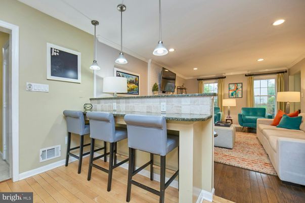 Interior, Living room, Pendant Lights, Recessed Lighting, Wood Texture Flooring