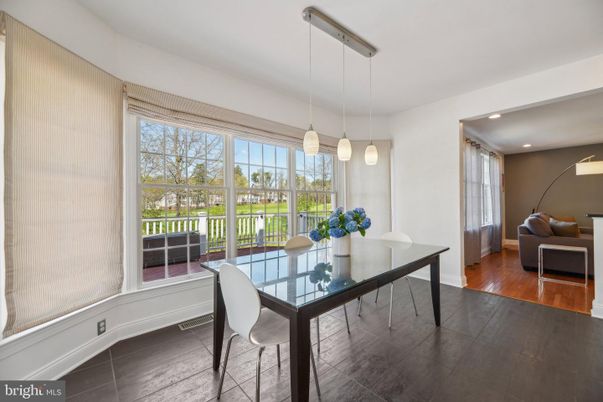 Dining room, Interior, Pendant Lights, Recessed Lighting, Wood Texture Flooring