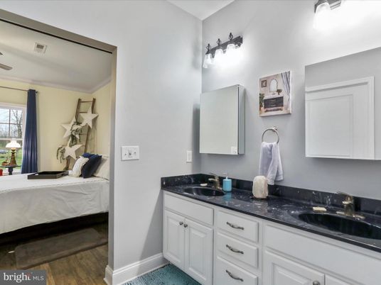 Bathroom, Bedroom, Dual Sink Vanities, Interior, Wood Texture Flooring