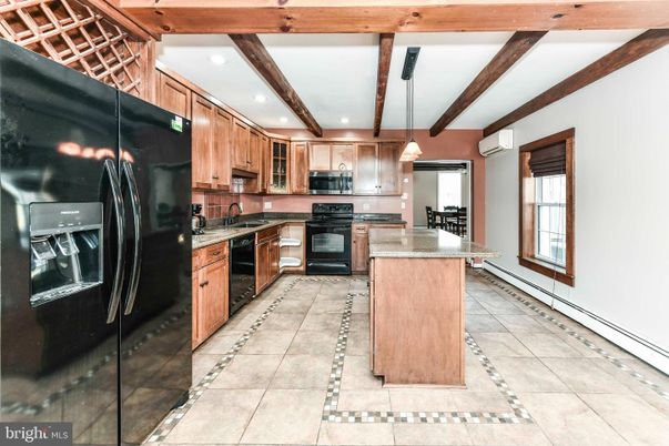 Interior, Kitchen, Pendant Lights, Recessed Lighting, Stainless Steel Appliances, Wooden Beams