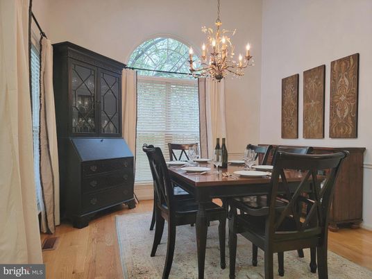 Chandelier, Dining room, Interior, Wood Texture Flooring