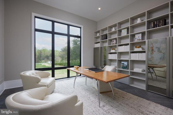 Home Office, Interior, Recessed Lighting, Wood Texture Flooring
