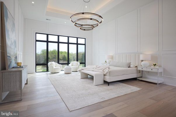 Bedroom, Interior, Pendant Lights, Recessed Lighting, Wood Texture Flooring
