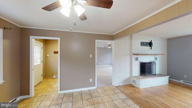 Empty room, Fireplace, Interior, Wood Texture Flooring
