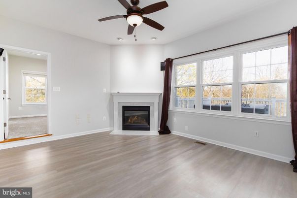 Empty room, Fireplace, Interior, Recessed Lighting, Wood Texture Flooring