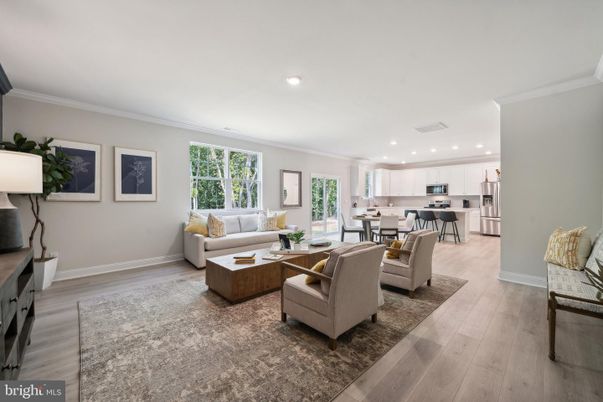 Dining room, Interior, Kitchen, Living room, Recessed Lighting, Stainless Steel Appliances, Wood Texture Flooring