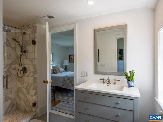 Bathroom, Bedroom, Glass Shower, Interior, Marble Walls, Recessed Lighting
