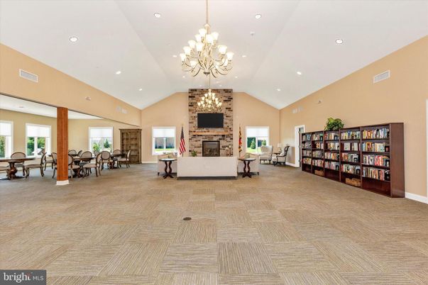Chandelier, Dining room, Fireplace, Interior, Recessed Lighting, Stone Walls