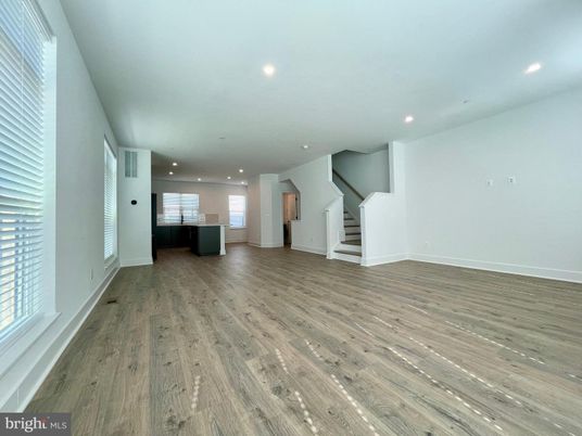 Empty room, Interior, Kitchen, Recessed Lighting, Wood Texture Flooring