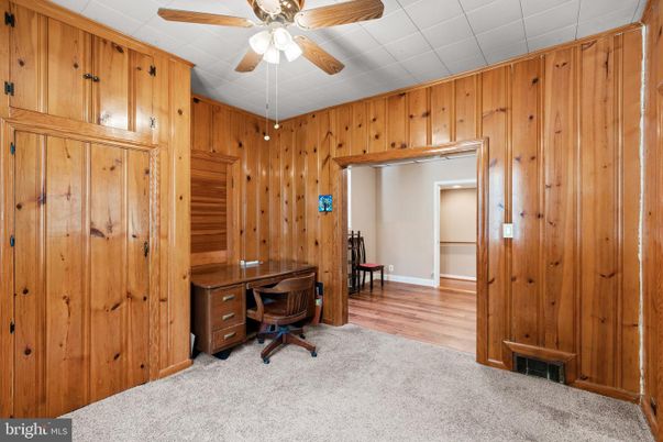 Home Office, Interior, Wood Texture Flooring, Wooden Walls