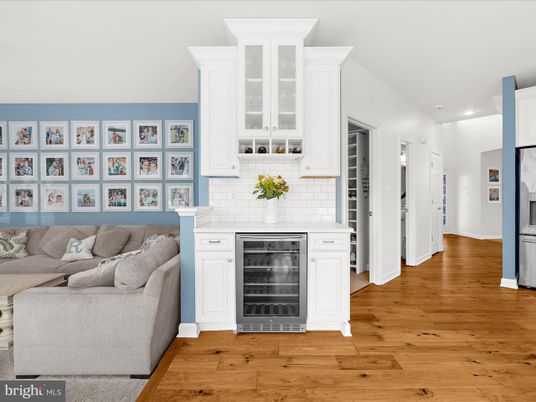 Fireplace, Interior, Kitchen, Living room, Recessed Lighting, Wood Texture Flooring