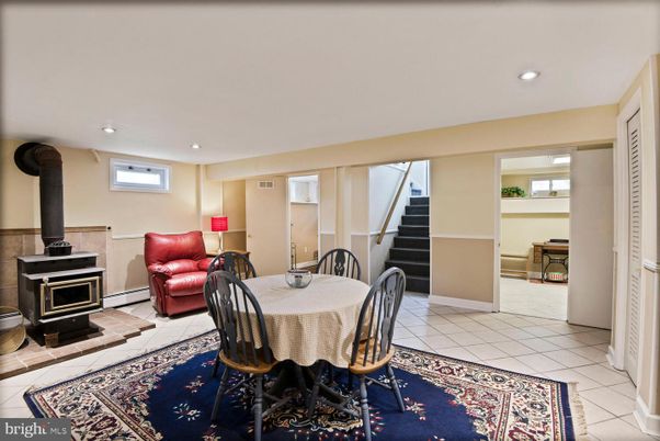 Dining room, Fireplace, Interior, Recessed Lighting