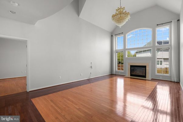 Chandelier, Empty room, Fireplace, Interior, Wood Texture Flooring