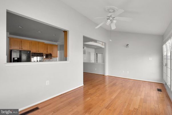 Empty room, Interior, Kitchen, Recessed Lighting, Wood Texture Flooring