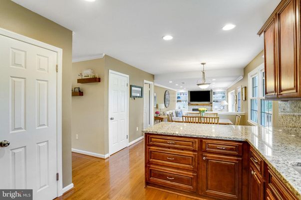 Dining room, Interior, Pendant Lights, Recessed Lighting, Wood Texture Flooring
