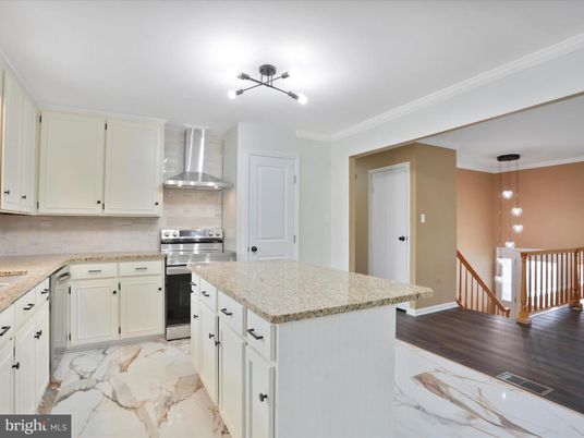 Interior, Kitchen, Marble, Pendant Lights, Stainless Steel Appliances