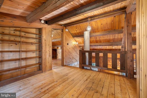 Empty room, Interior, Pendant Lights, Wooden Beams, Wooden Ceilings, Wood Texture Flooring, Wooden Walls