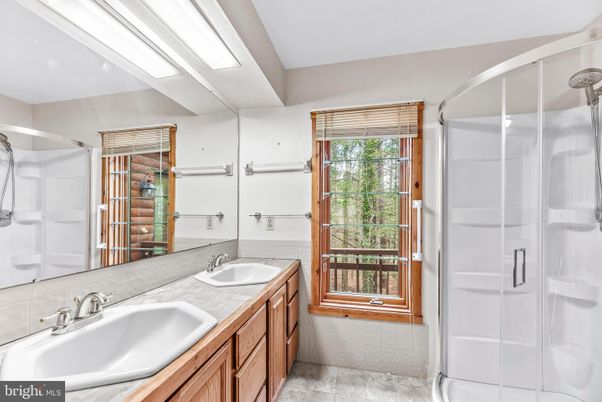 Bathroom, Dual Sink Vanities, Glass Shower, Interior, Tile Countertops