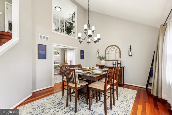 Chandelier, Dining room, Interior, Wood Texture Flooring