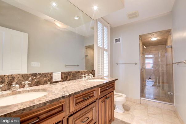 Bathroom, Dual Sink Vanities, Glass Shower, Interior, Recessed Lighting
