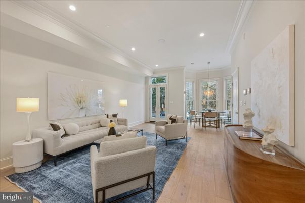 Dining room, Interior, Living room, Pendant Lights, Recessed Lighting, Wood Texture Flooring
