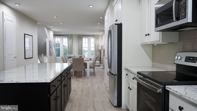 Dining room, Interior, Kitchen, Recessed Lighting, Wood Texture Flooring