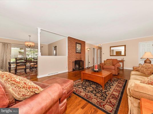 Dining room, Fireplace, Interior, Living room, Pendant Lights, Stone Walls, Wood Texture Flooring