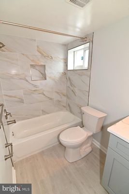 Bathroom, Interior, Marble Walls, Wood Texture Flooring