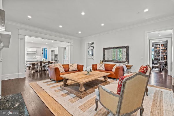Dining room, Interior, Living room, Recessed Lighting, Wood Texture Flooring