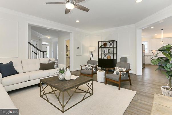 Interior, Living room, Pendant Lights, Recessed Lighting, Wood Texture Flooring