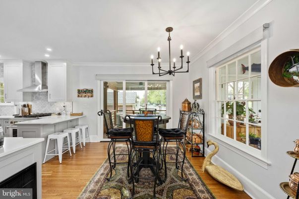 Chandelier, Dining room, Interior, Kitchen, Recessed Lighting, Wood Texture Flooring