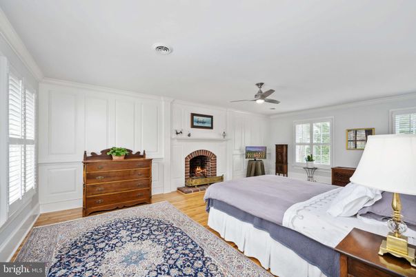 Bedroom, Fireplace, Interior, Wood Texture Flooring