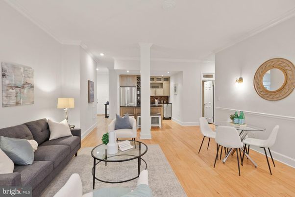 Dining room, Interior, Kitchen, Living room, Recessed Lighting, Stainless Steel Appliances, Wood Texture Flooring