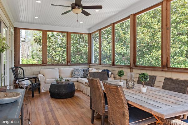 Dining room, Interior, Living room, Recessed Lighting, Sun Room, Wood Texture Flooring