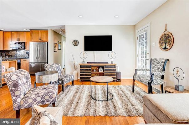 Interior, Kitchen, Living room, Recessed Lighting, Stainless Steel Appliances, Wood Texture Flooring