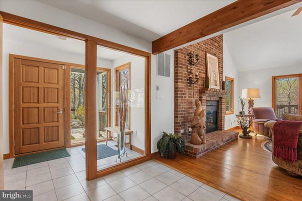 Fireplace, Interior, Stone Walls, Wood Texture Flooring