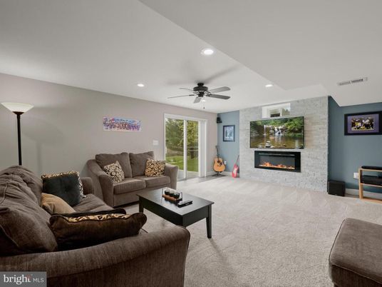 Fireplace, Interior, Living room, Recessed Lighting, Stone Walls