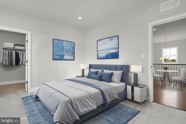 Bedroom, Dining room, Interior, Recessed Lighting, Wood Texture Flooring