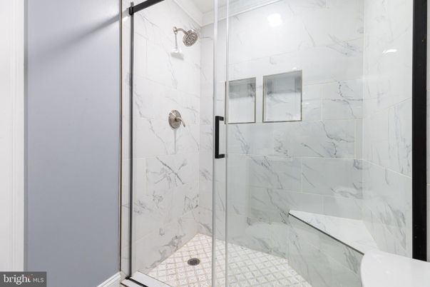 Bathroom, Glass Shower, Interior, Marble Walls