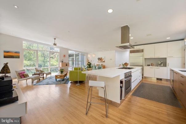 Interior, Kitchen, Living room, Pendant Lights, Recessed Lighting, Wood Texture Flooring