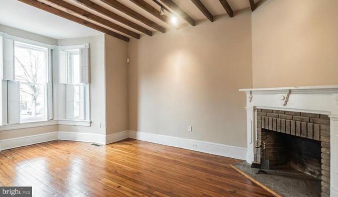 Empty room, Fireplace, Interior, Wooden Beams, Wood Texture Flooring