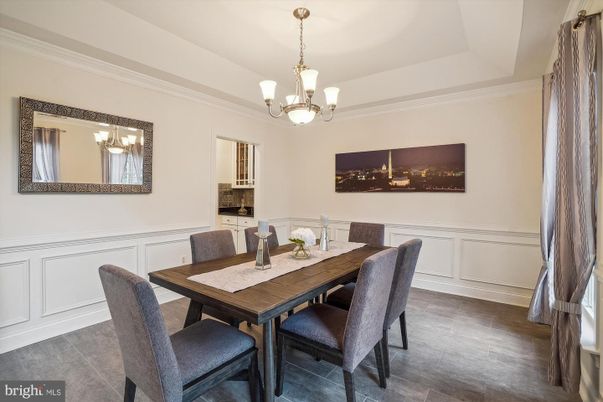 Chandelier, Dining room, Interior, Wood Texture Flooring