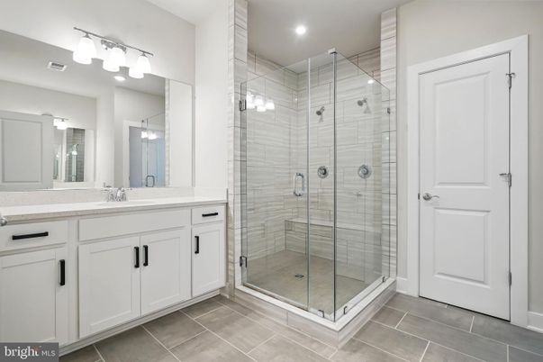 Bathroom, Dual Sink Vanities, Glass Shower, Interior, Recessed Lighting