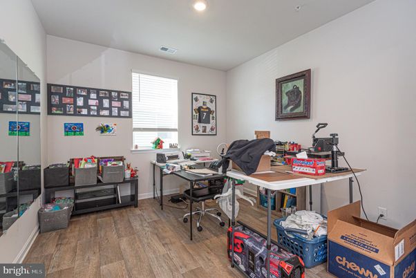 Home Office, Interior, Recessed Lighting, Wood Texture Flooring