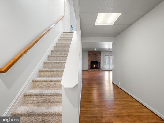 Fireplace, Interior, Recessed Lighting, Wood Texture Flooring