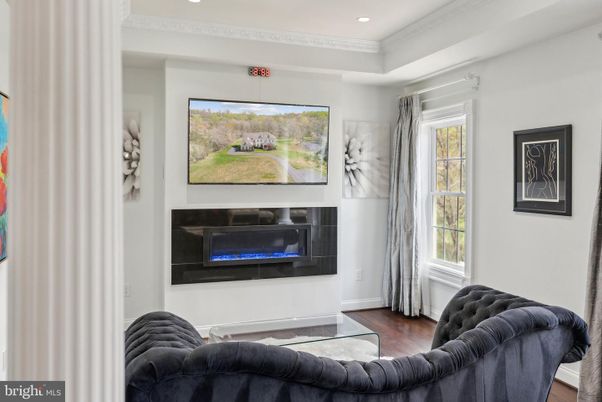 Fireplace, Interior, Recessed Lighting, Wood Texture Flooring