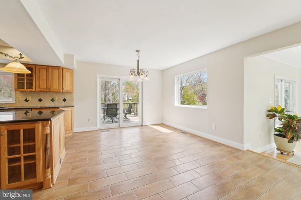 Empty room, Interior, Kitchen, Pendant Lights, Wood Texture Flooring