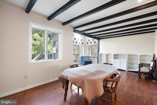 Dining room, Interior, Wooden Beams, Wood Texture Flooring
