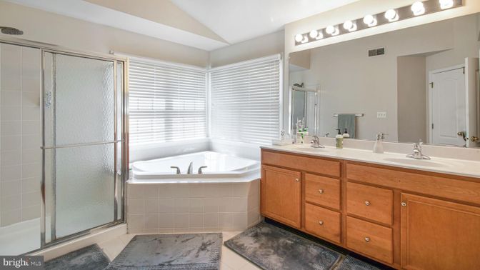 Bathroom, Dual Sink Vanities, Glass Shower, Interior