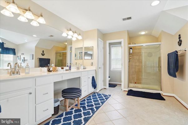 Bathroom, Dual Sink Vanities, Glass Shower, Interior, Recessed Lighting